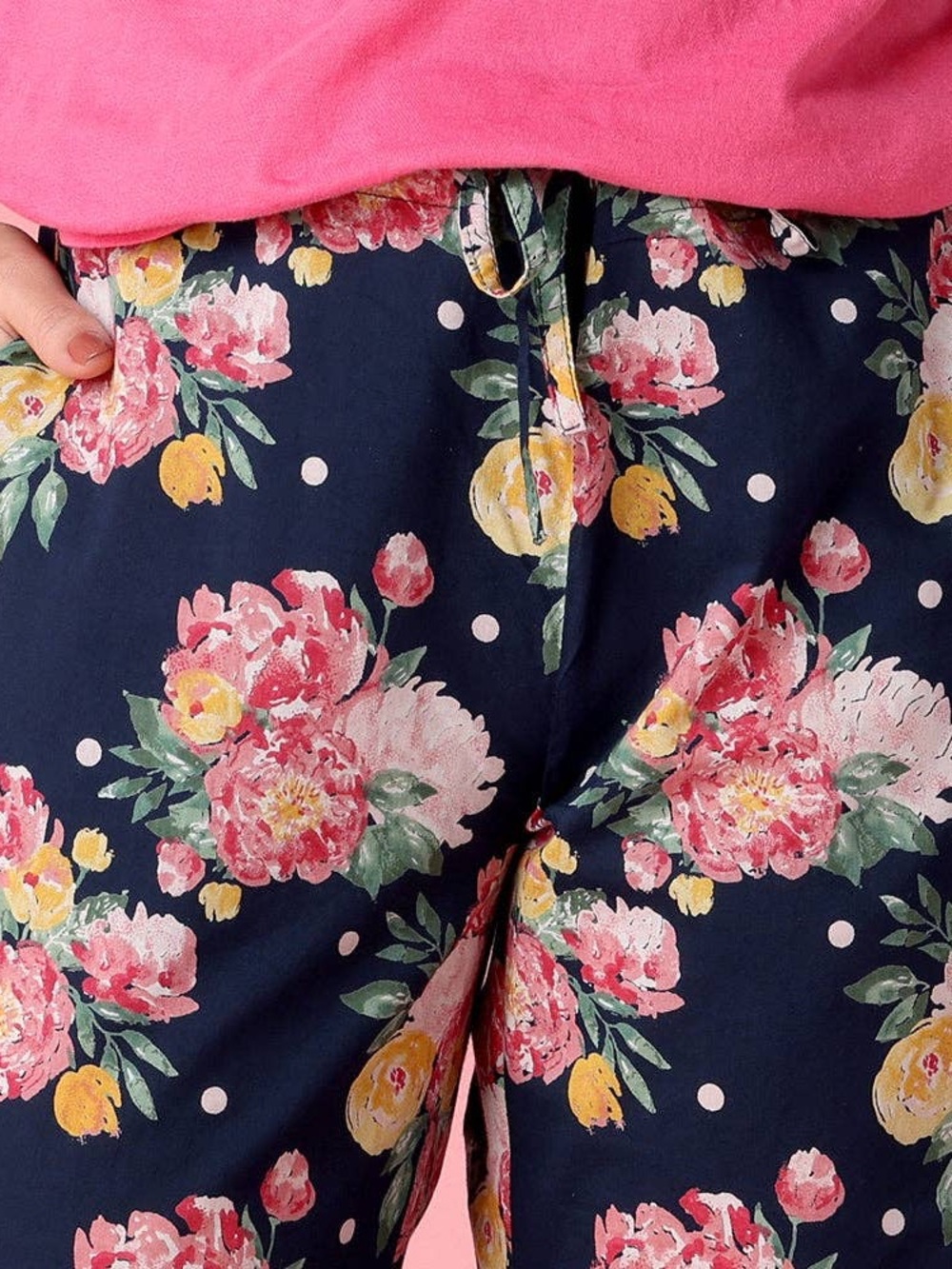 NWT Blue Floral Lightweight Summer Cotton Pajama Pants in a Bag Size Large
